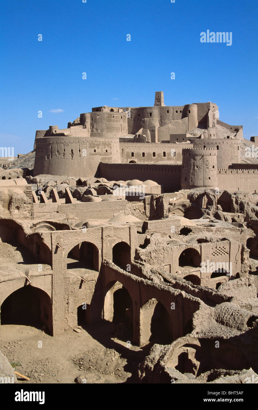 Overview of ruined citadel of Arg-e-Bam, Iran Stock Photo