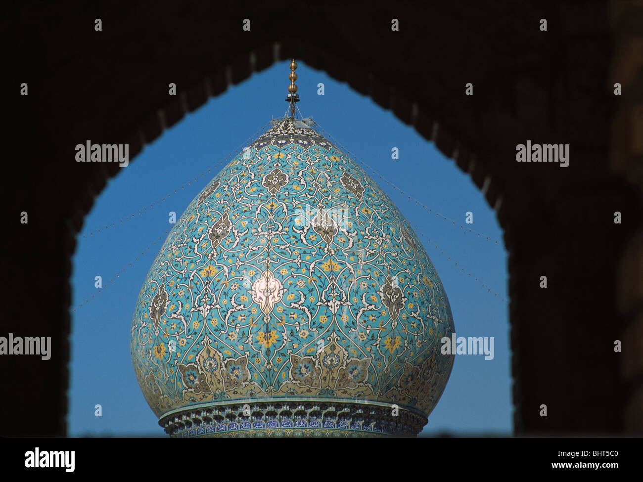 Archery view of dome of Shah Cheragh Tomb (Tomb of King of the Light), Shiraz, Iran Stock Photo