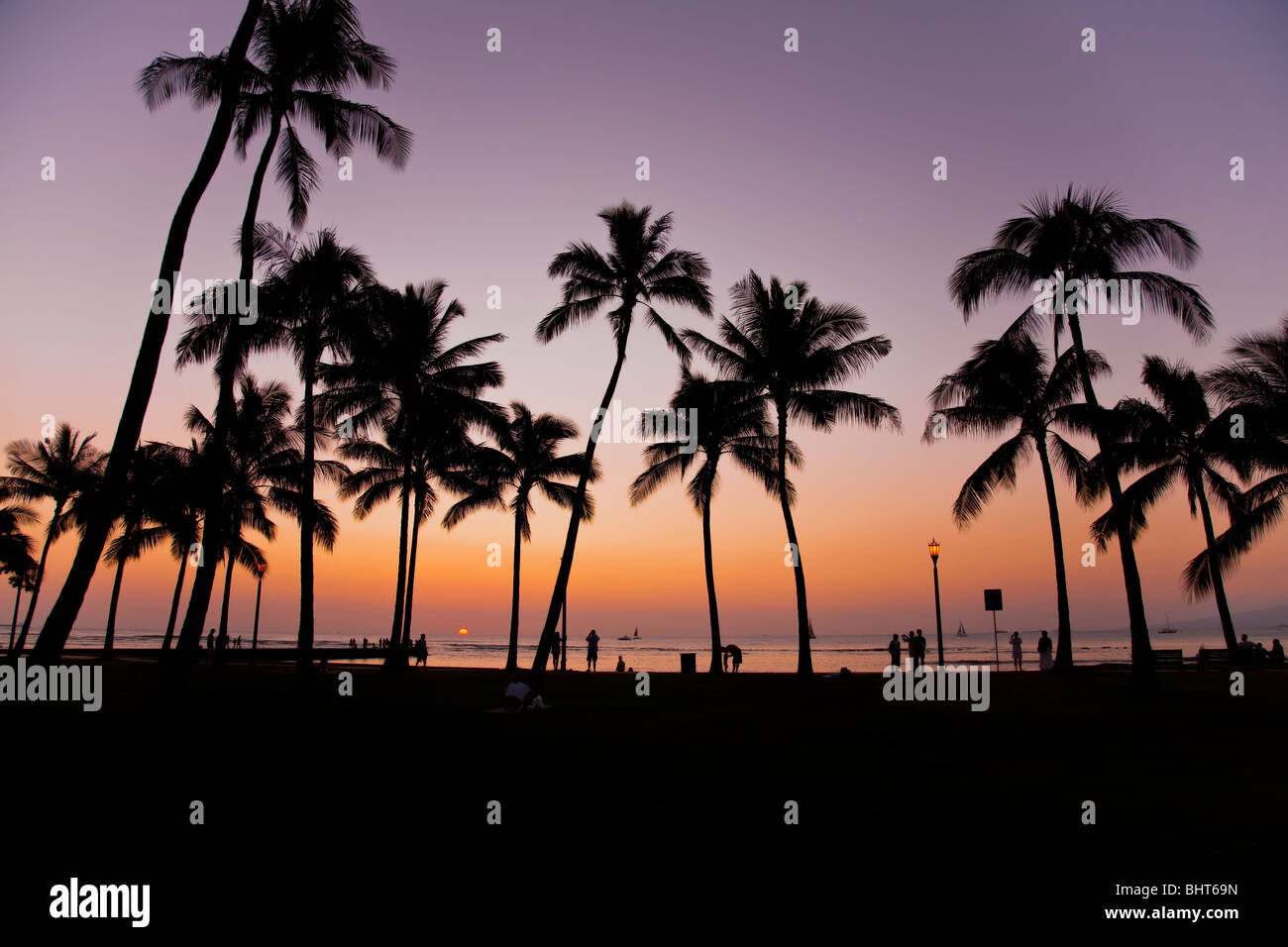 Sunset hawaii palm trees ocean hi-res stock photography and images - Alamy