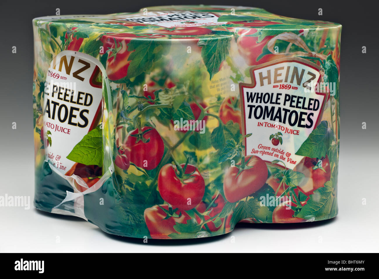 Download Four Cans Of Shrink Plastic Cellophane Wrapped Heinz Whole Peeled Stock Photo Alamy PSD Mockup Templates