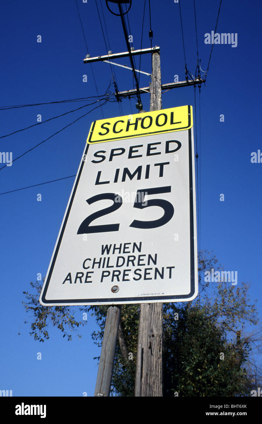School Speed Limit Sign School High Resolution Stock Photography and