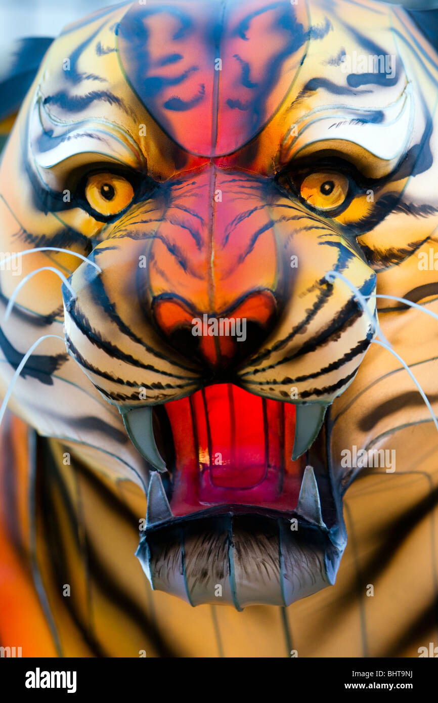 Chinese tiger lantern at the 11th Auckland Lantern Festival, Albert Park, Auckland, New Zealand, Stock Photo