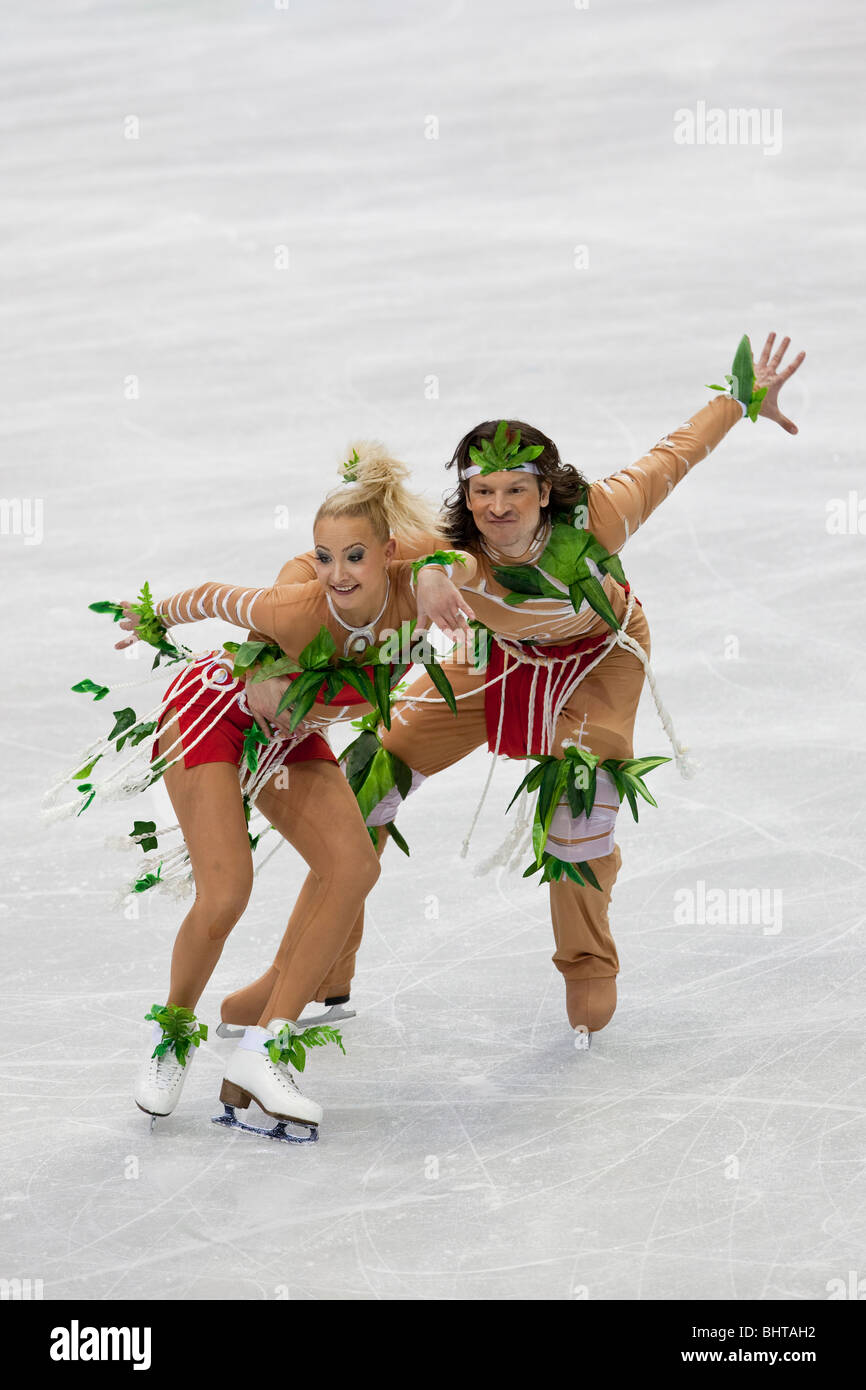 Oksana Domnina and Maxim Shabalin (RUS) competing in the Figure