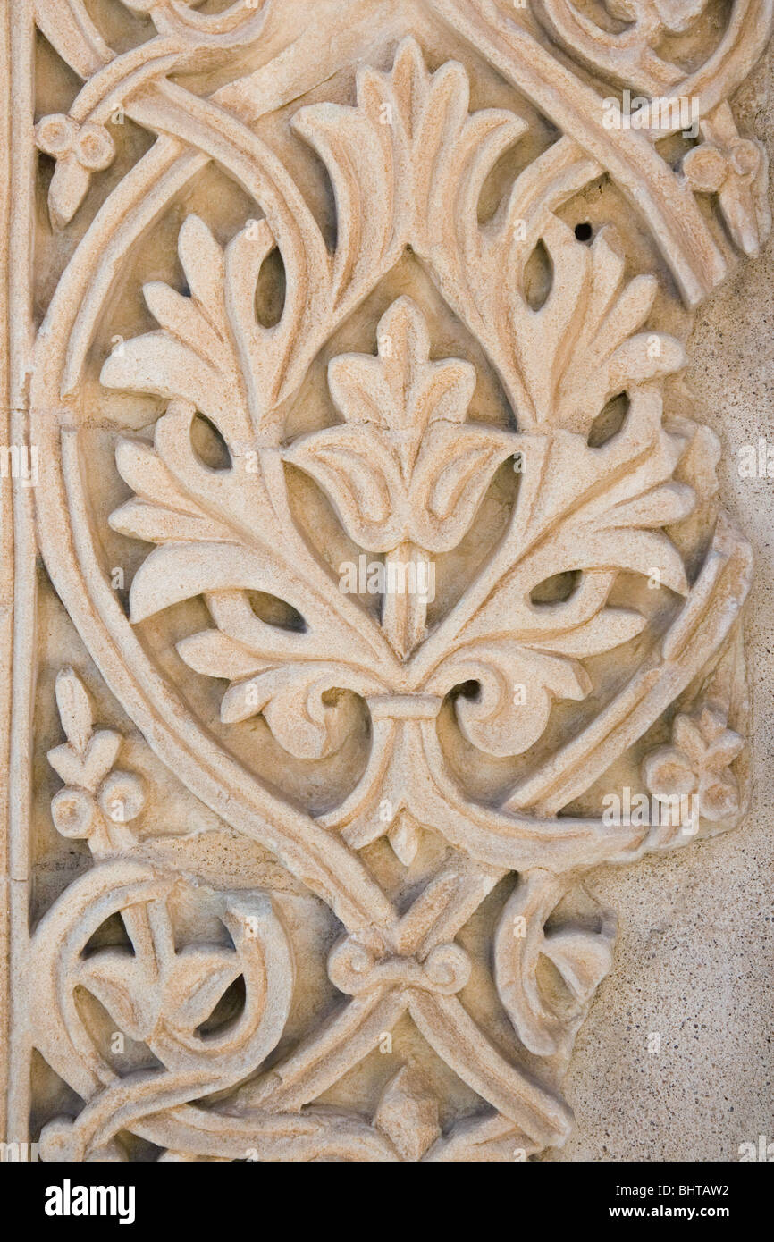 Cordoba, Spain. Detail on wall next to doorway of Yafar the prime minister at Medina Azahara or Madinat al Zahra palace city. Stock Photo