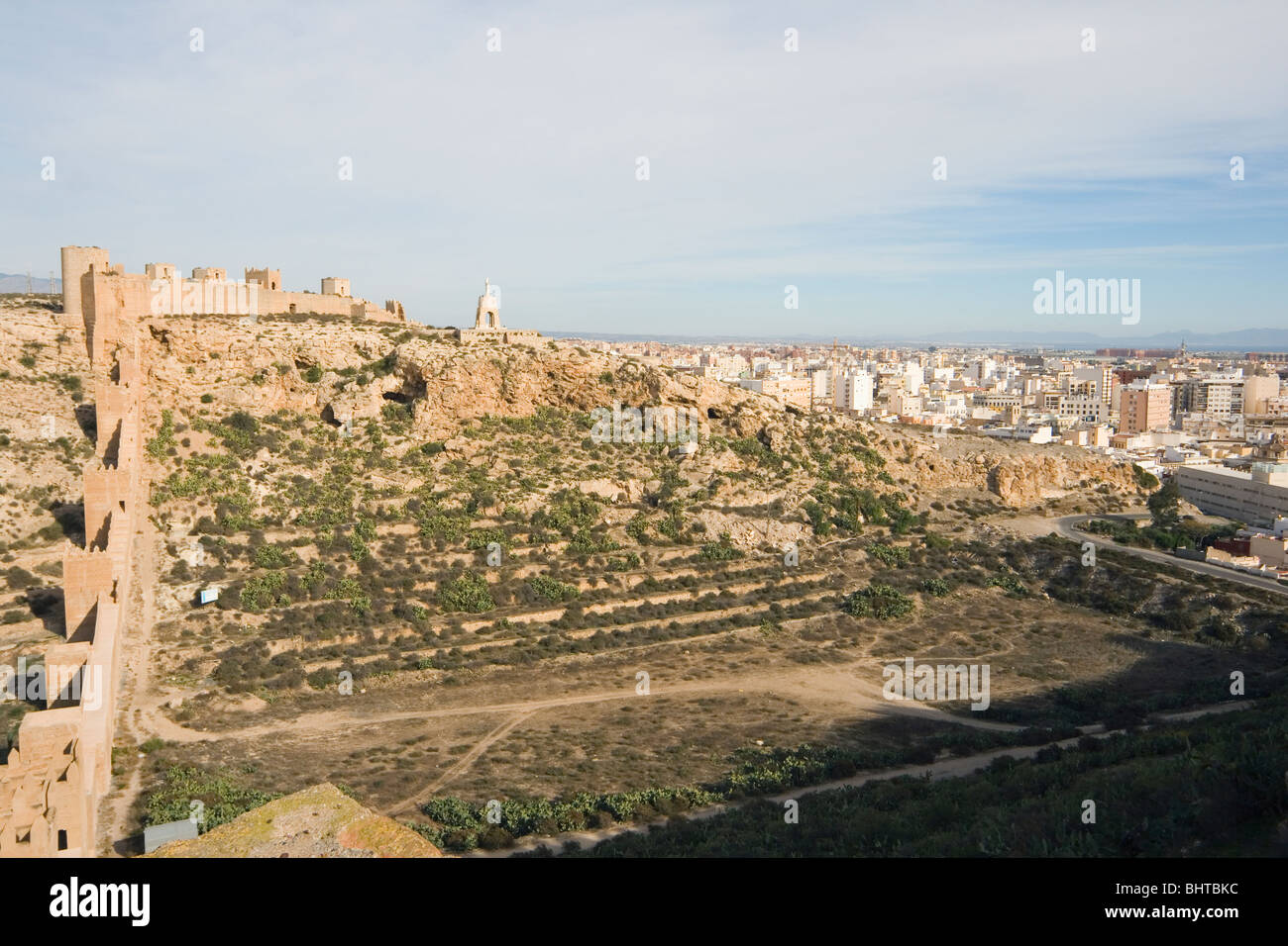 Almeria, Almeria Povince, Spain. Muralla de la Hoya y del Cerro San Cristobal at the Alcazaba Stock Photo