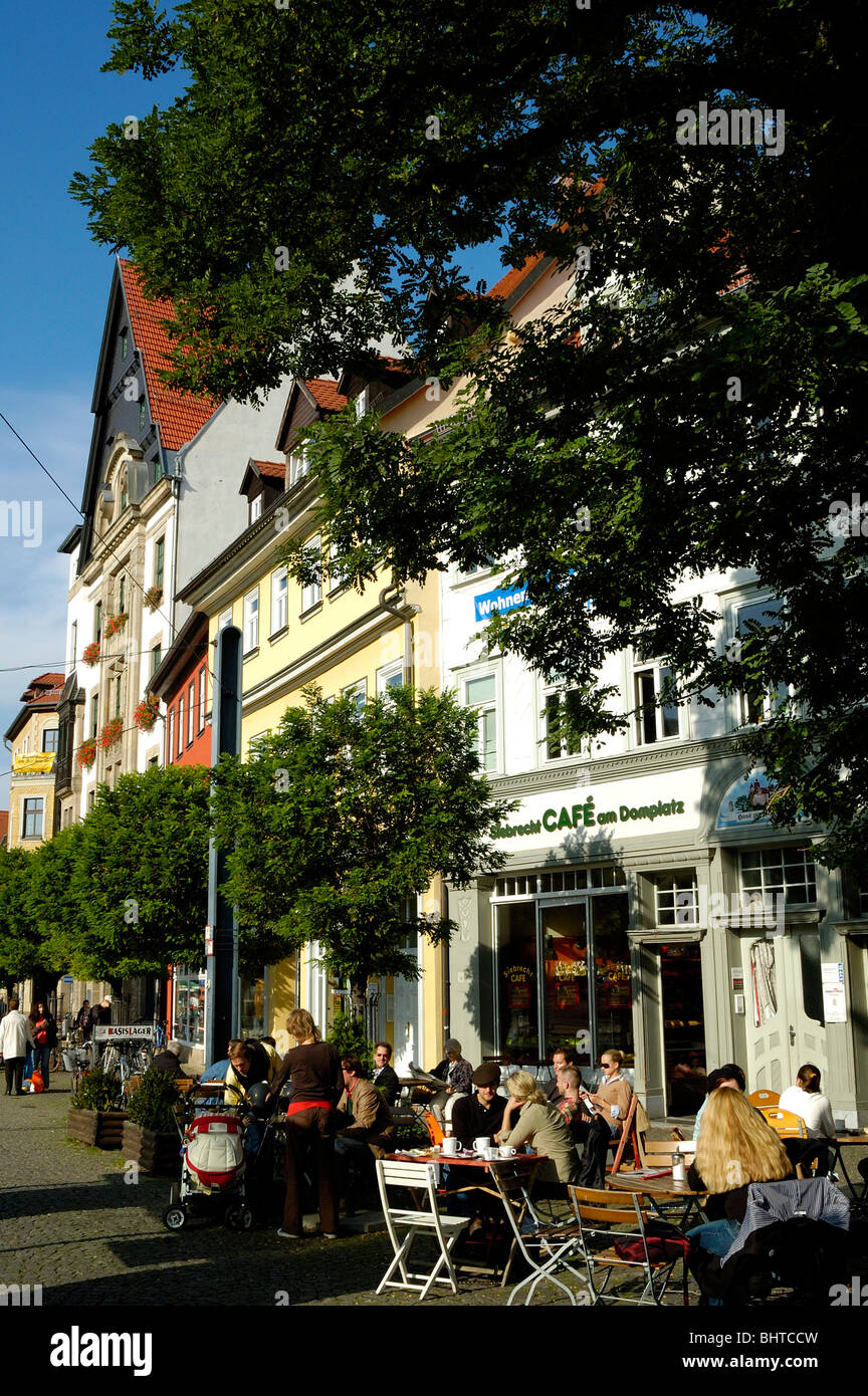 Erfurt, Domplatz, Straßencafe | Erfurt, cathedral square, street cafe Stock Photo