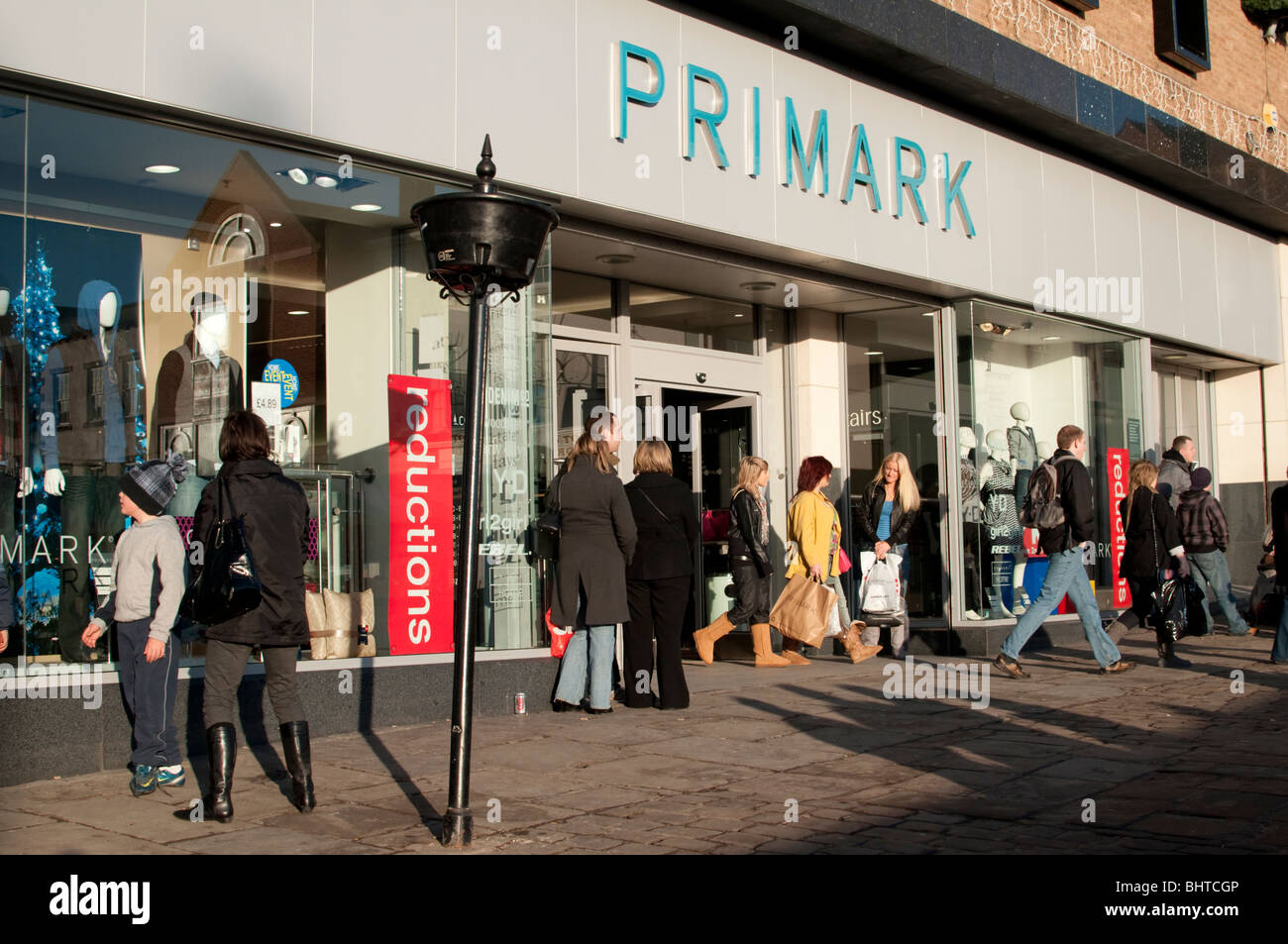 Chesterfield UK shoppers outside Primark at the January sales Derbyshire East Midlands England