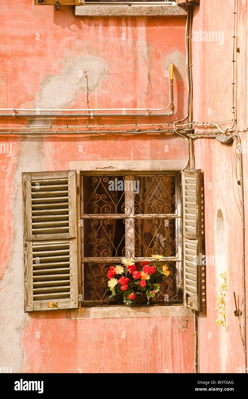 Detail of old houses in Varzo, Piemonte, Italy Stock Photo