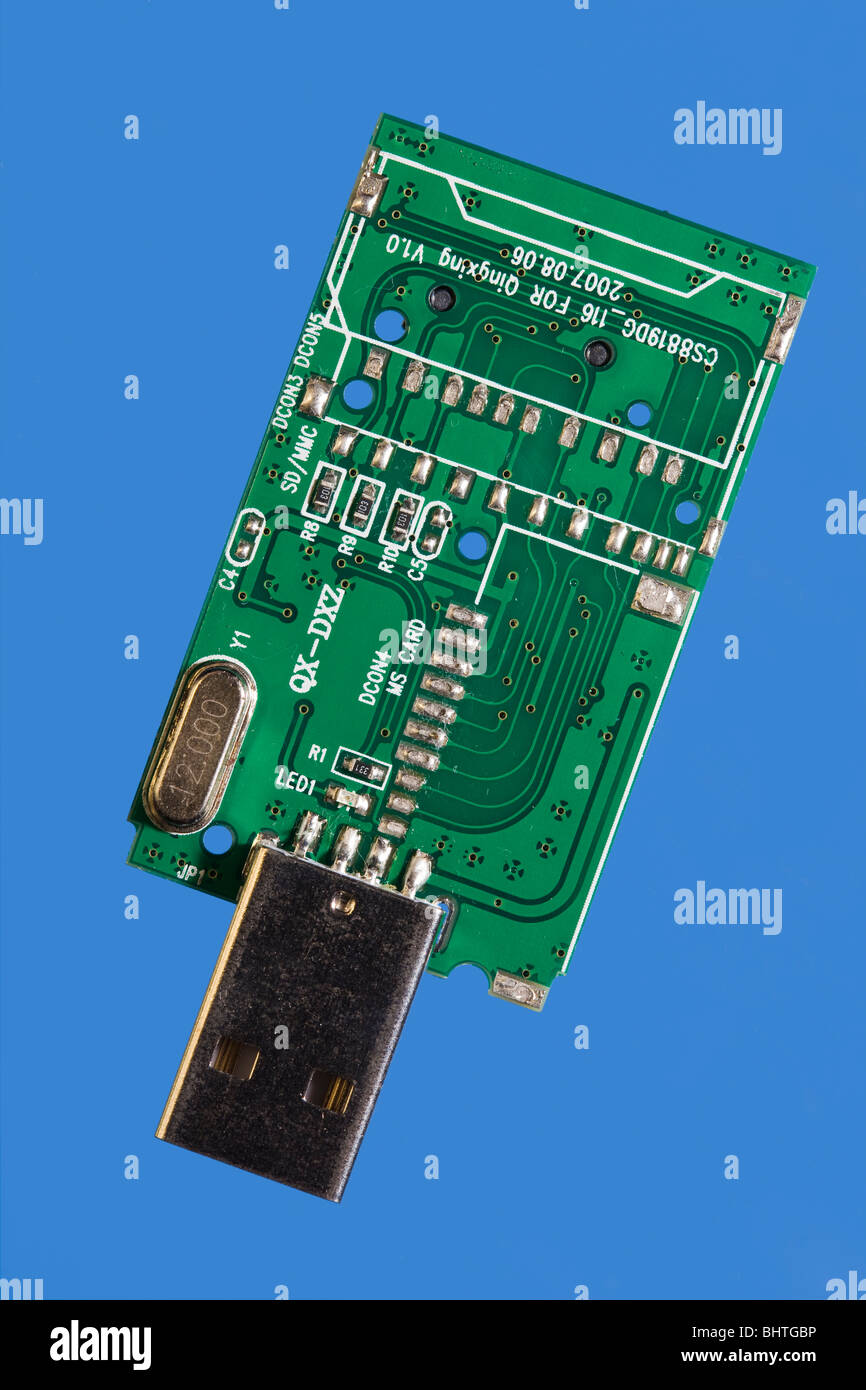 This the interior of a Card Reader with a USB connection Stock Photo