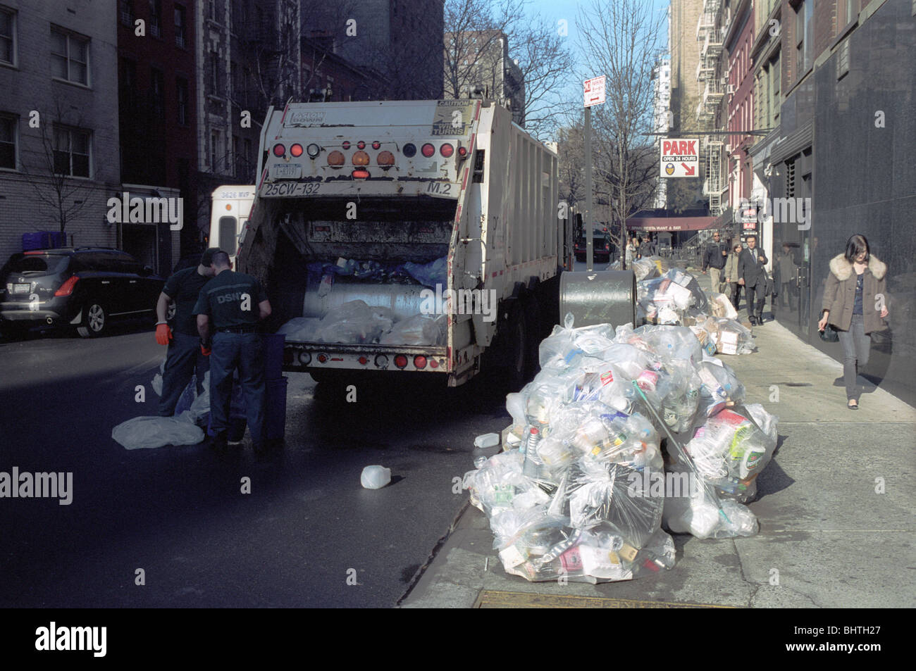 Garbage collection in the inner city areas of Manhattan, New York Stock