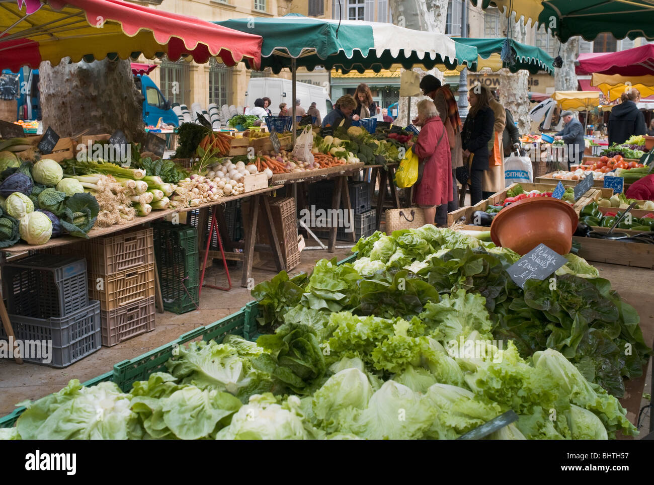 France, Provence, Bouches du Rhone (13), Aix en Provence, market place Stock Photo