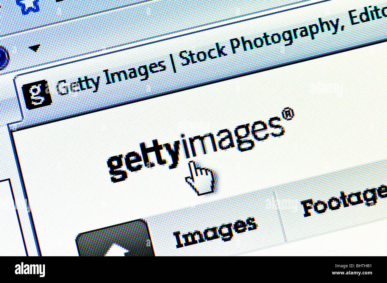 Macro screenshot of the Getty Images website. Getty sells and distributes photography and film footage. Editorial use only. Stock Photo