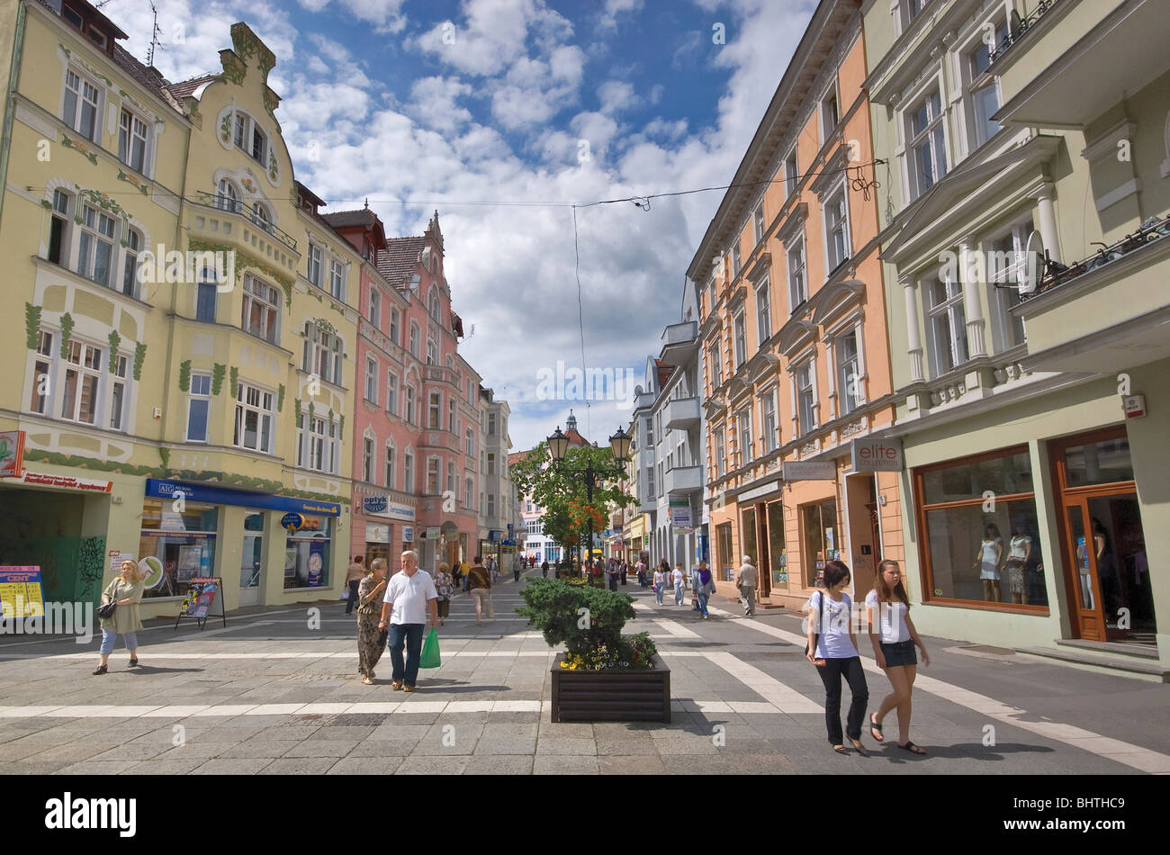 Pedestrianised street near Stary Rynek (Old Market Square) in Zielona Góra, Lubuskie Voivodeship, Poland Stock Photo