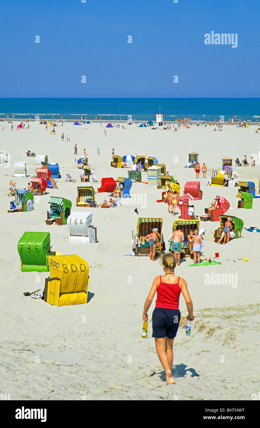 sandy beach on Juist Island, East Friesland, Lower Saxony, Germany Stock Photo