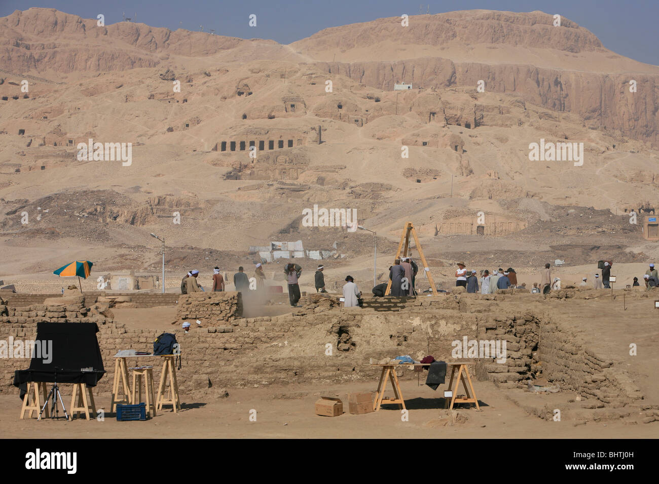 Archaeological excavations next to the Ramesseum at the Theban Necropolis near Luxor, Egypt Stock Photo