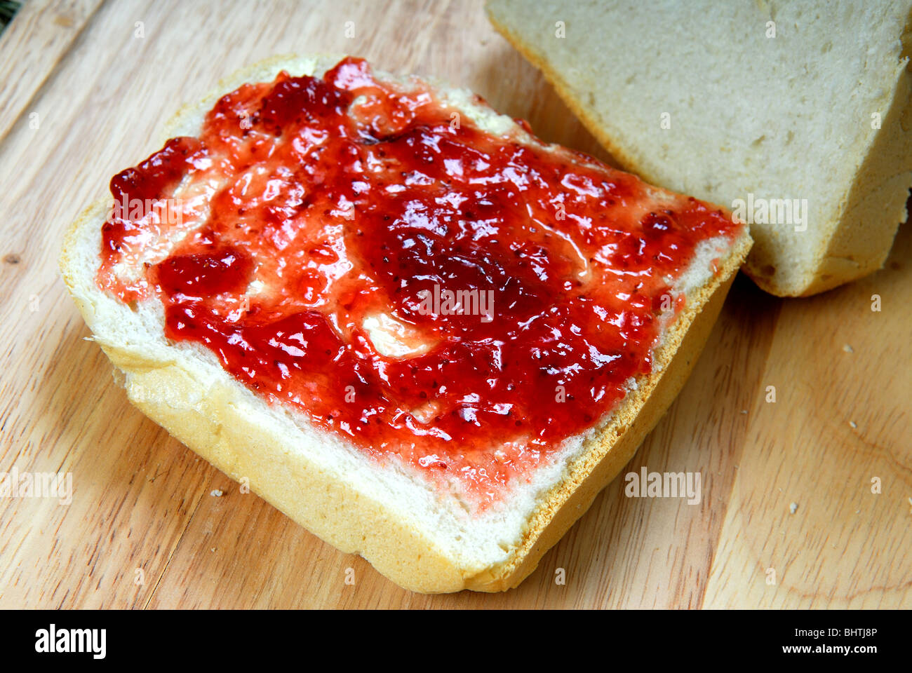 White Bread and Strawberry Jam Stock Photo Alamy