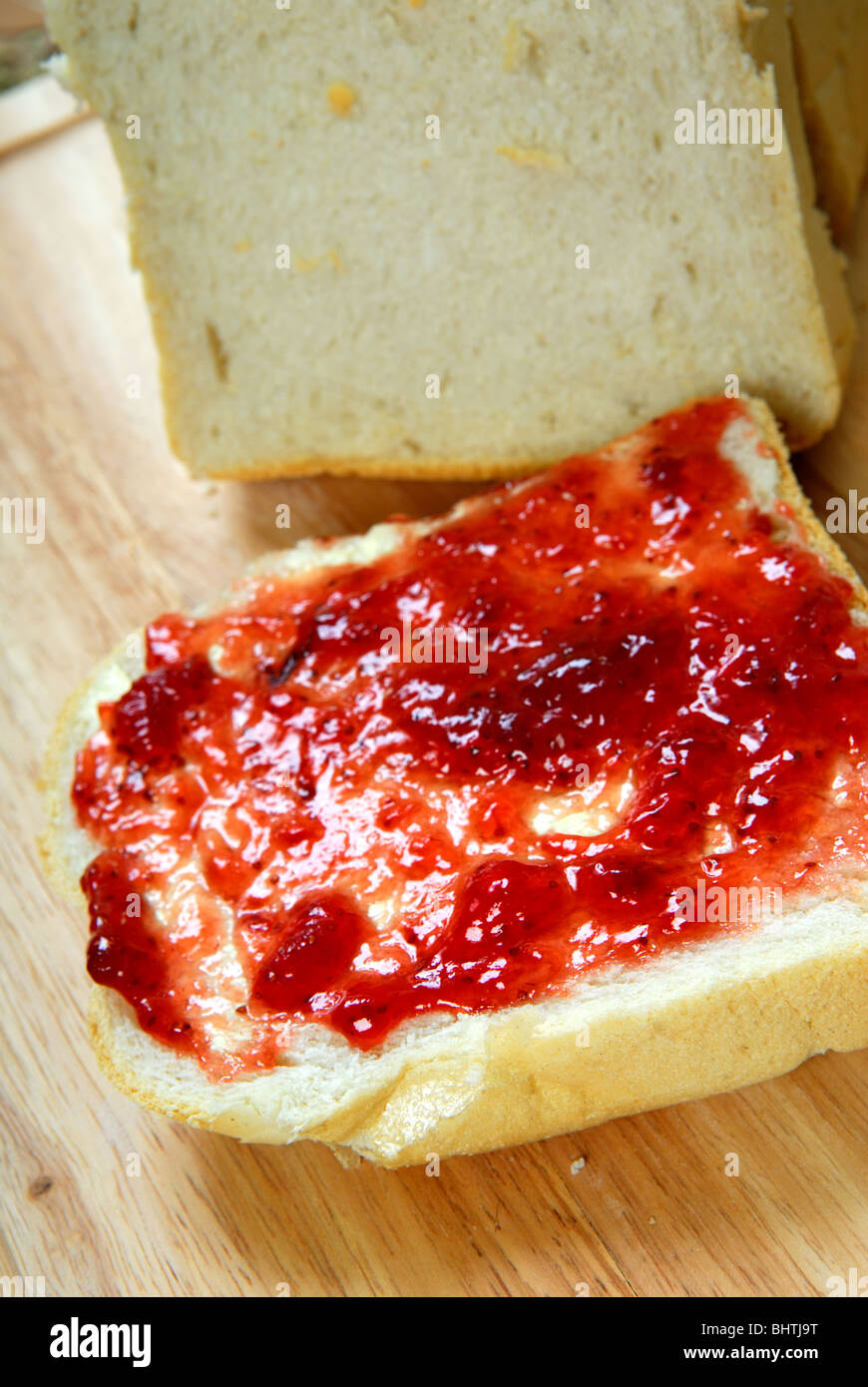 White Bread and Strawberry Jam Stock Photo - Alamy