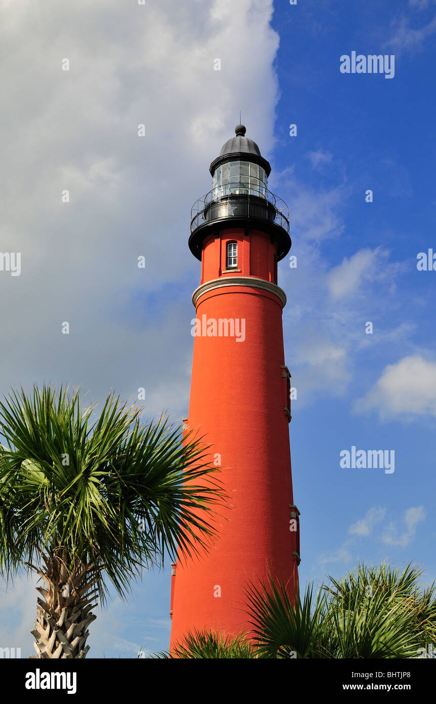 The Ponce de Leon lighthouse at Ponce Inlet, Florida towers above