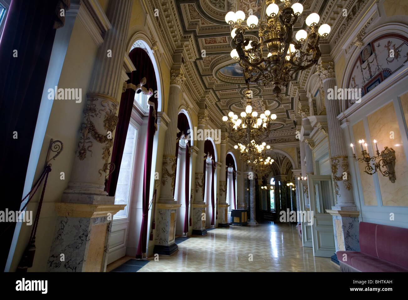 Main entrance hall Semper Opera House Sächsische Staatsoper Dresden, Germany Stock Photo