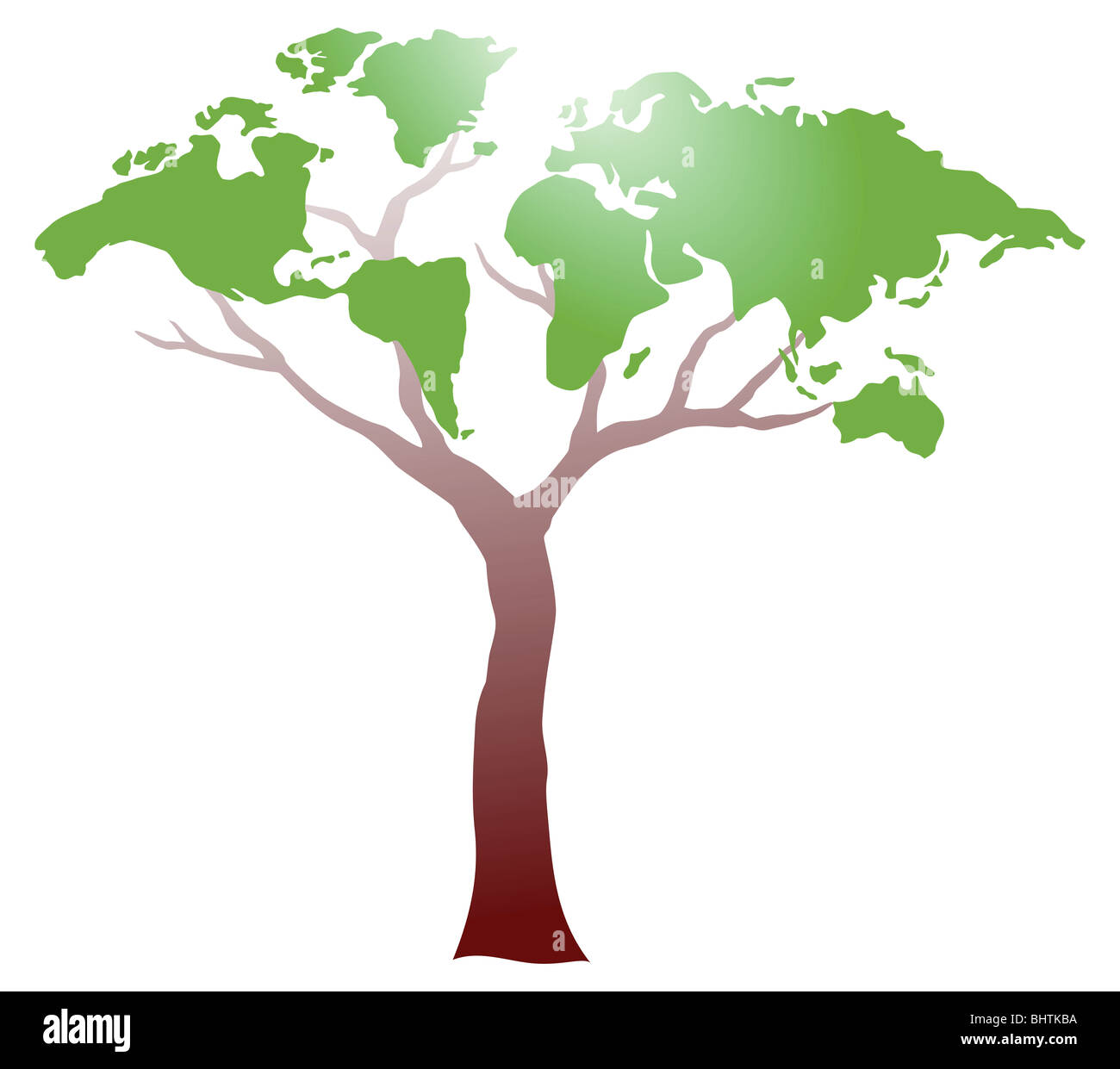 Worldmap on tree Stock Photo - Alamy