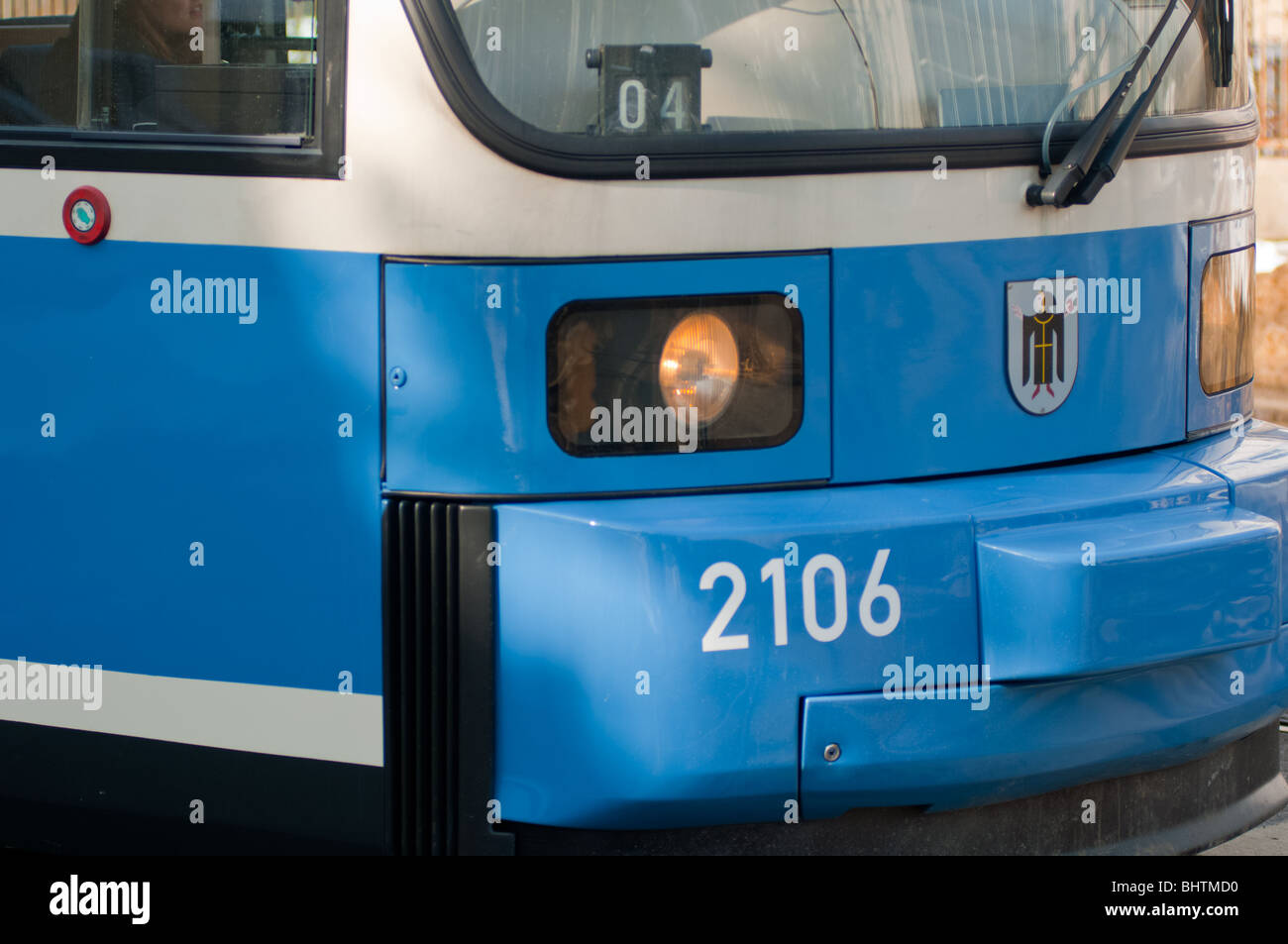 Munich tram closeup Stock Photo