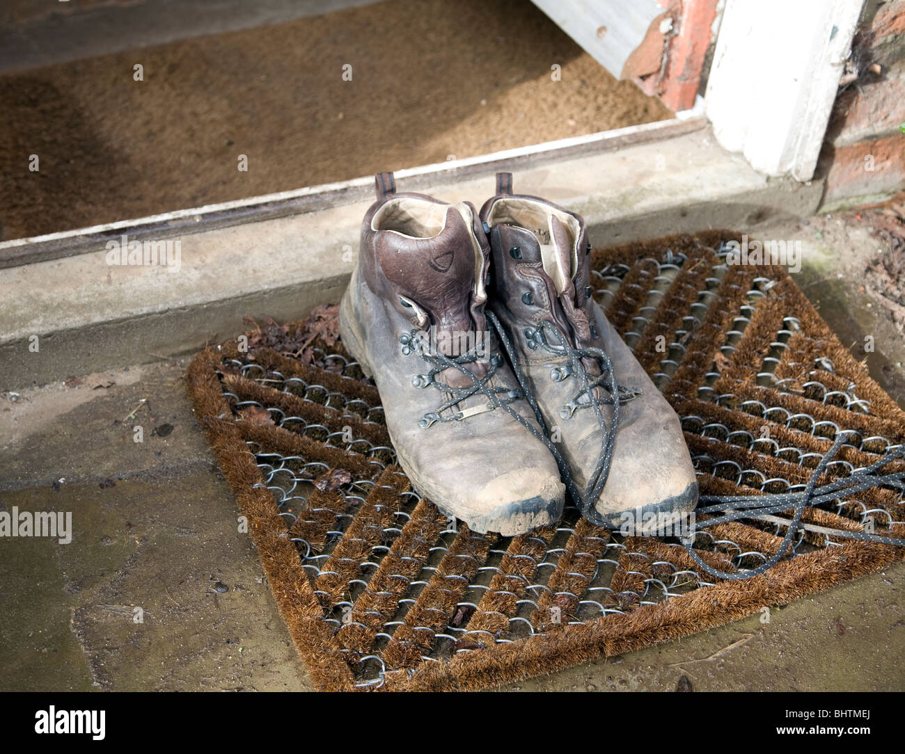 Old walking boots hi-res stock photography and images - Alamy
