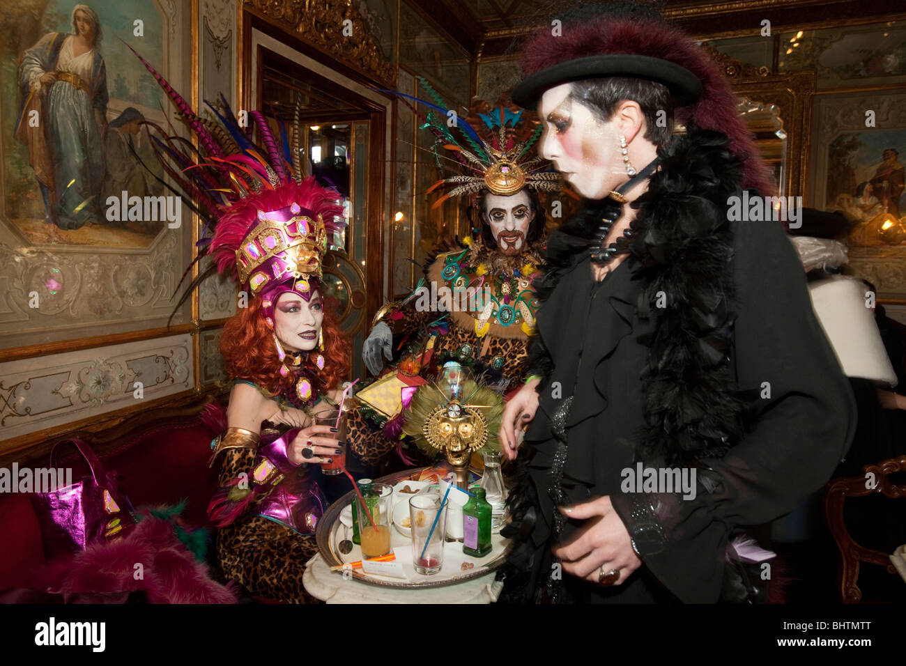 Inside Cafe Florian during the Venice Carnival, Venice, Italy Stock ...