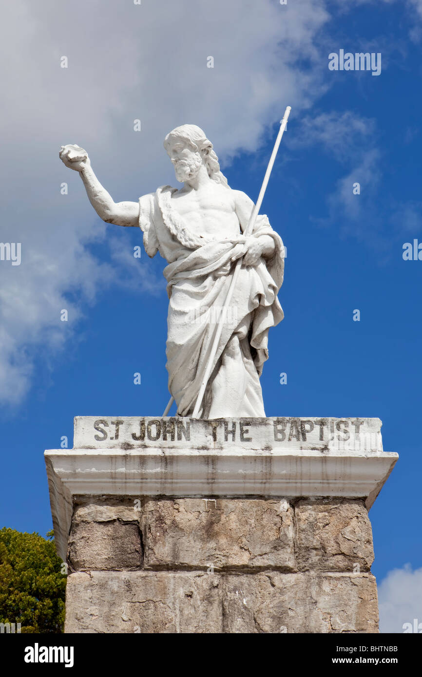 Statue of St John the baptist in Antigua Caribbean Islands Stock Photo