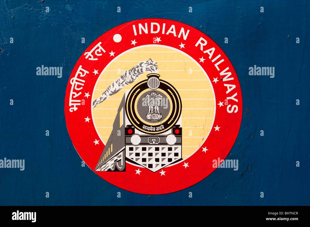 February 9, 2023, Mumbai, Maharashtra, India: Indian Railway logo seen on  Vande Bharat Express