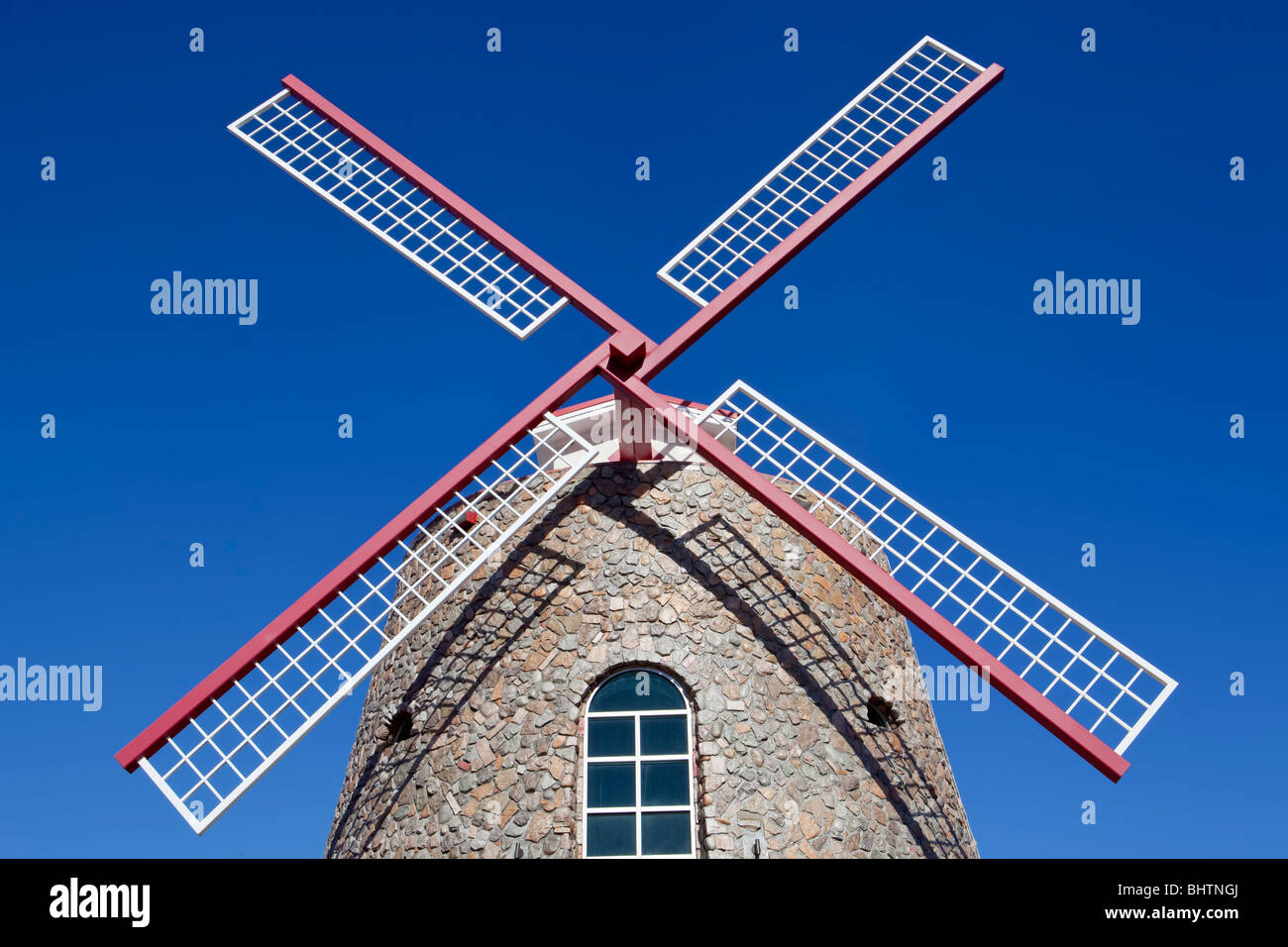Beautiful photo of the Windmill at Crown Bay on the Island of St. Thomas in the Caribbean. Part of the US Virgin Islands Stock Photo