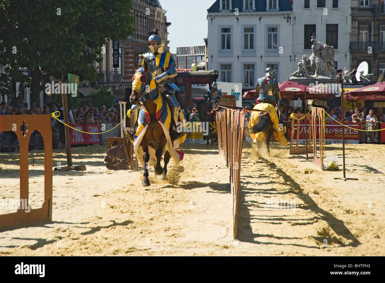 Medieval joust at Sablon square, Brussels, Belgium Stock Photo