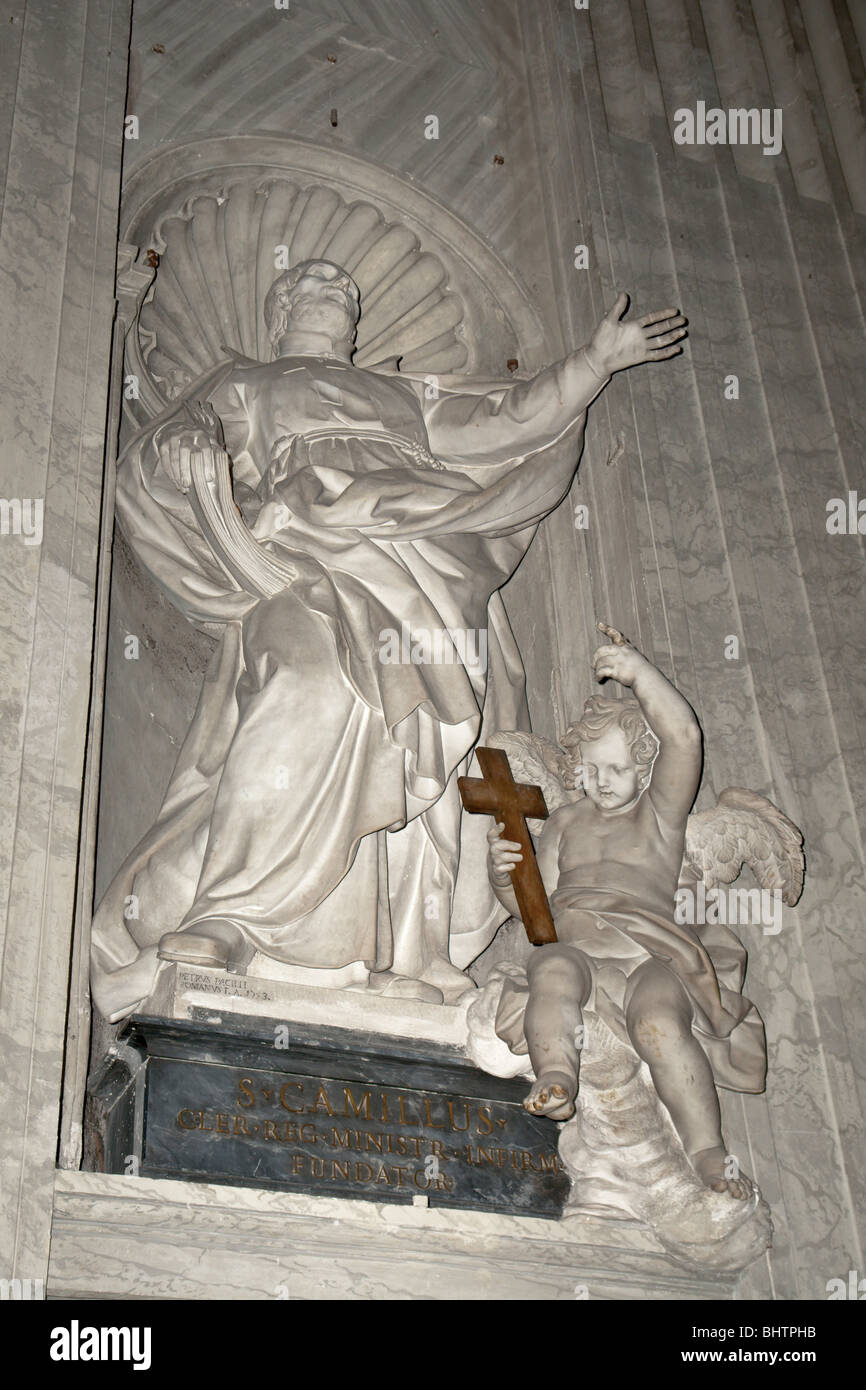 Statue of Saint Camillus de Lellis inside Saint Peter's basilica in the