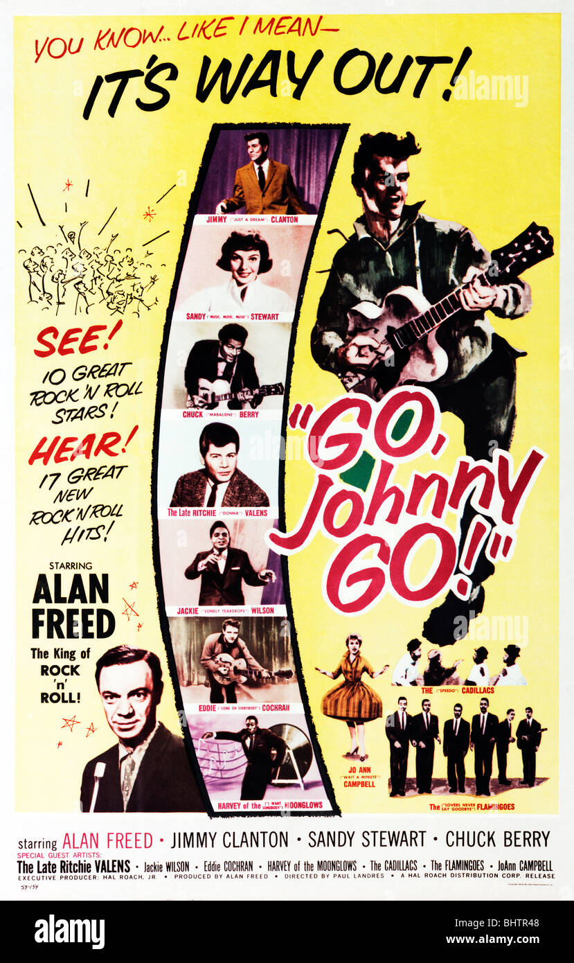 Go, Johnny Go, poster for the Alan Freed 1959 rock 'n roll movie featuring 10 stars including Chuck Berry Stock Photo
