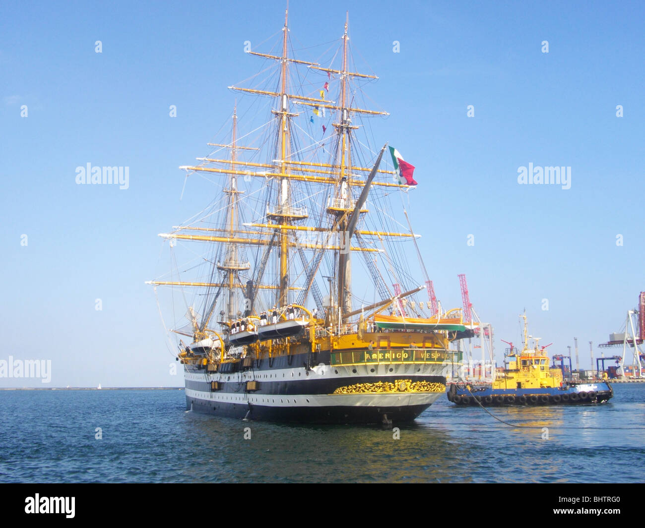 ancient military frigate Stock Photo