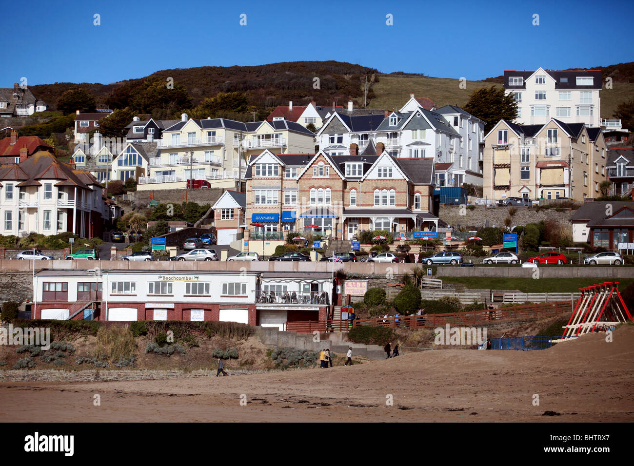 General view of Woolacombe in Devon, United Kingdom. Stock Photo