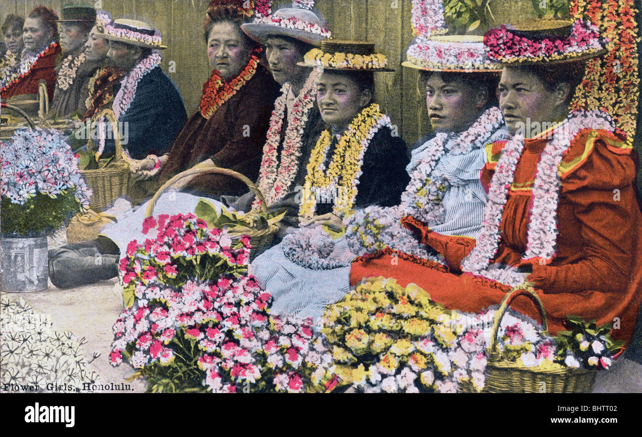 Women selling flowers in Honolulu Stock Photo Alamy