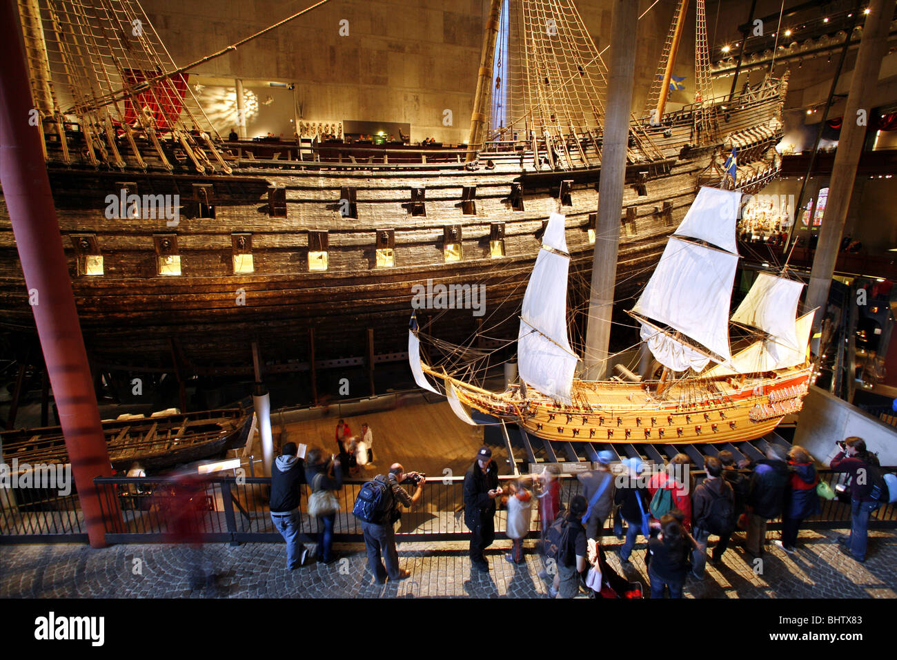 Vasa Ship Wreck and Vasa Model, Vasamuseet / Vasa Museum, Djurgården, Stockholm, Sweden Stock Photo