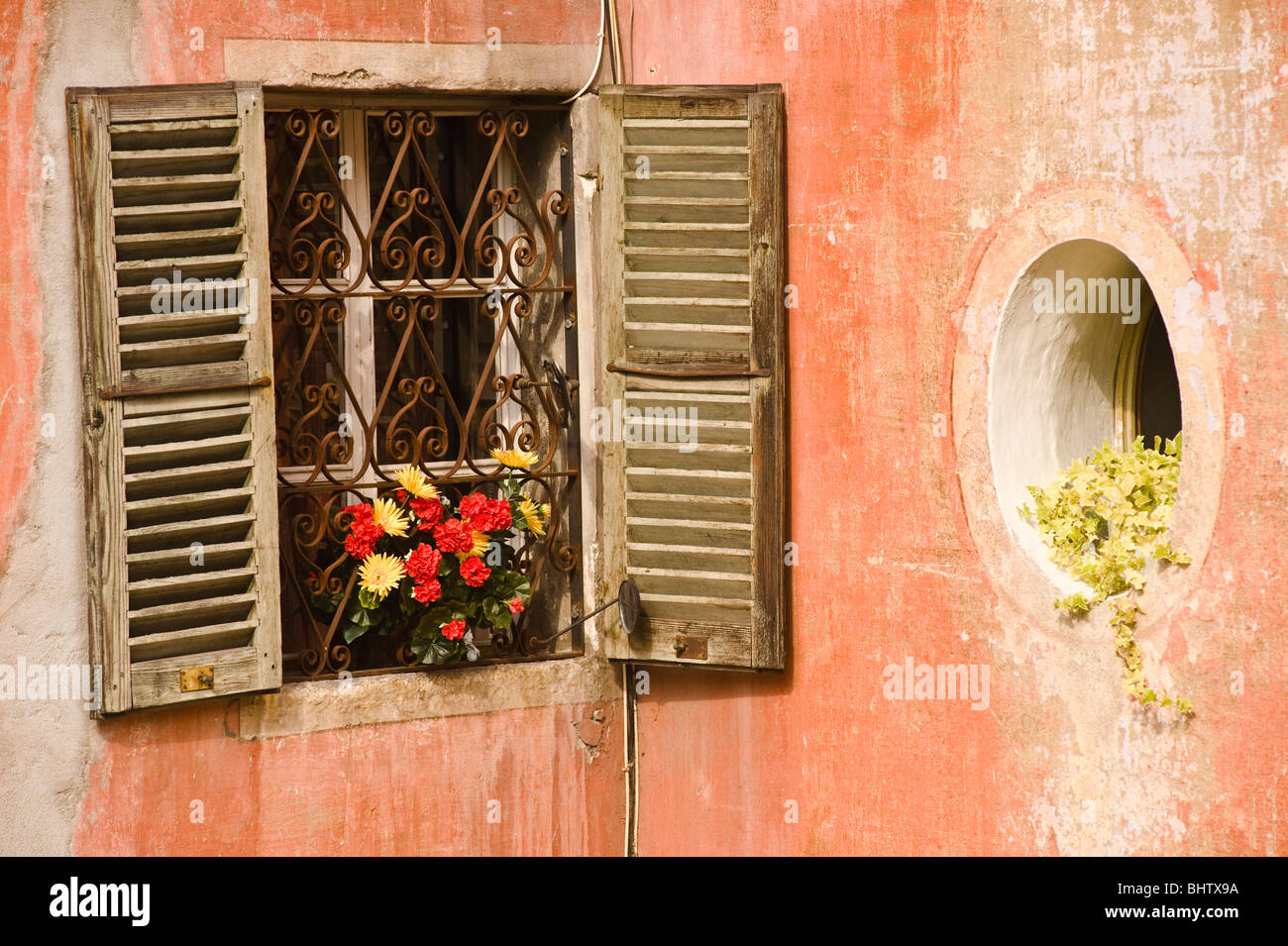 Detail of old houses in Varzo, Piemonte, Italy Stock Photo