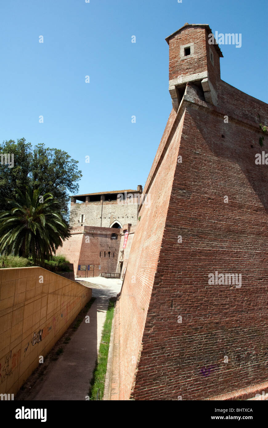 Guards house on the walls of the Medici Fortress in the town of Grosseto, Italy Stock Photo