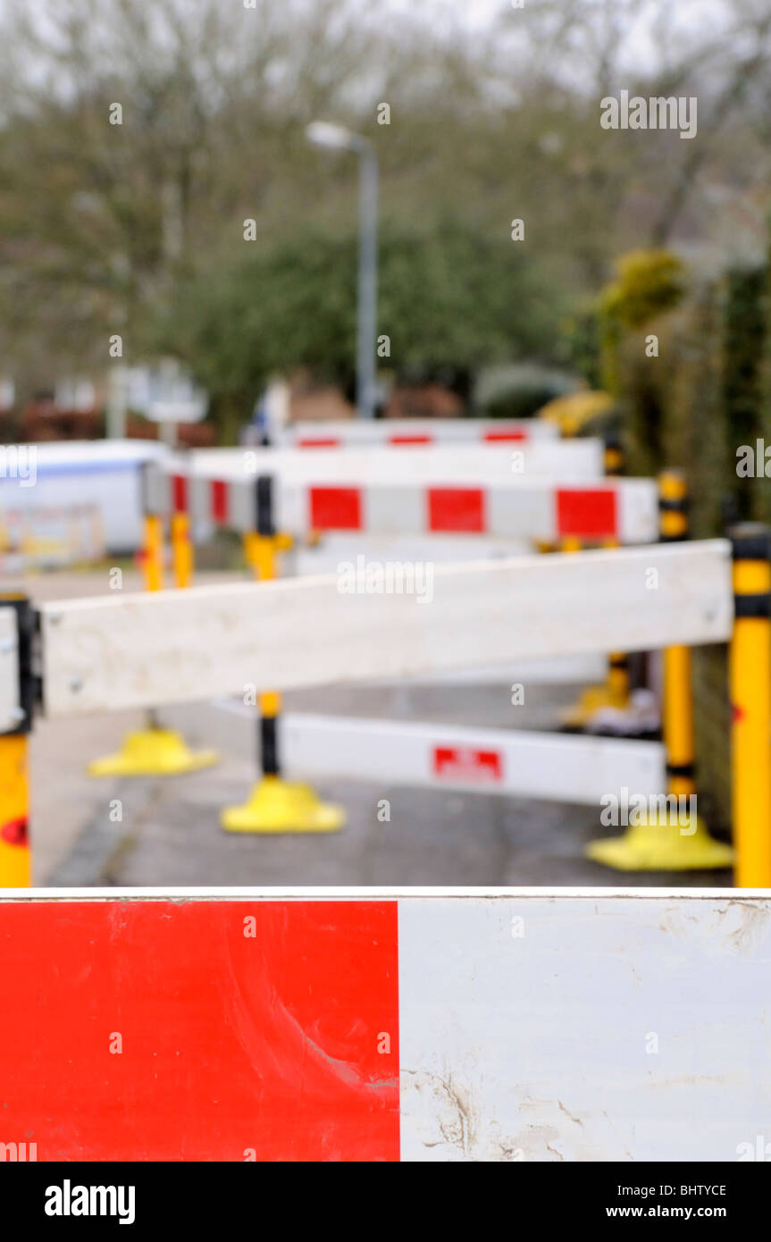 Safety barrier during work to replace metal with plastic gas pipes