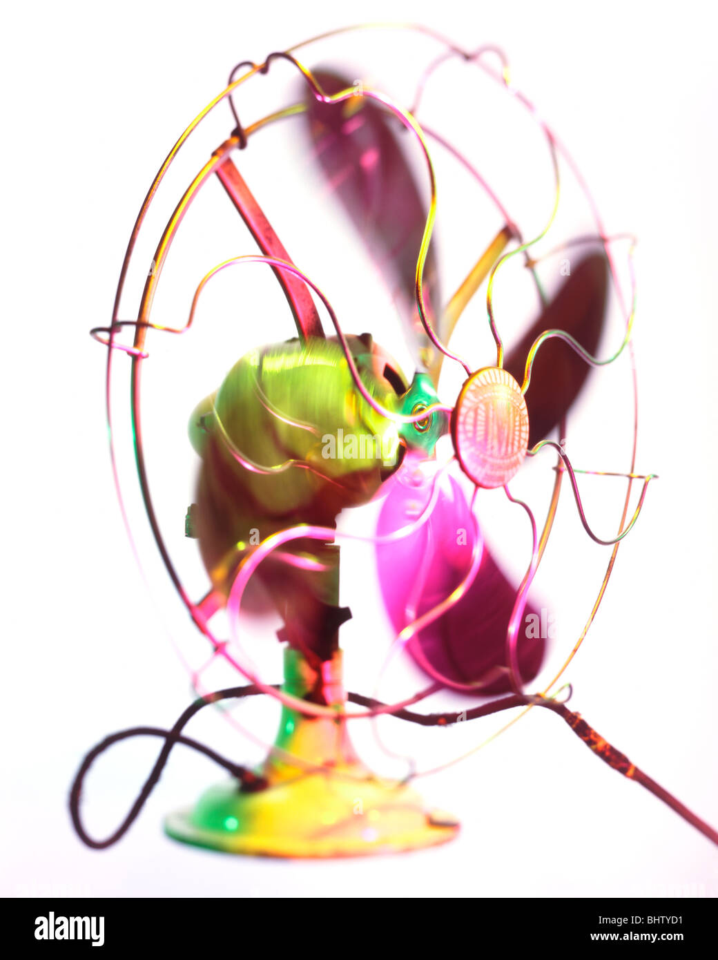 Spinning Electric fan on white background Stock Photo Alamy