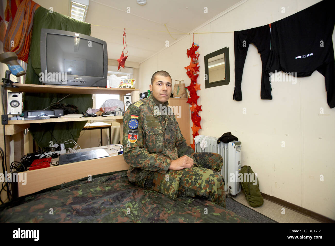 Soldier on assignment abroad, Sarajevo, Bosnia and Herzegovina Stock Photo