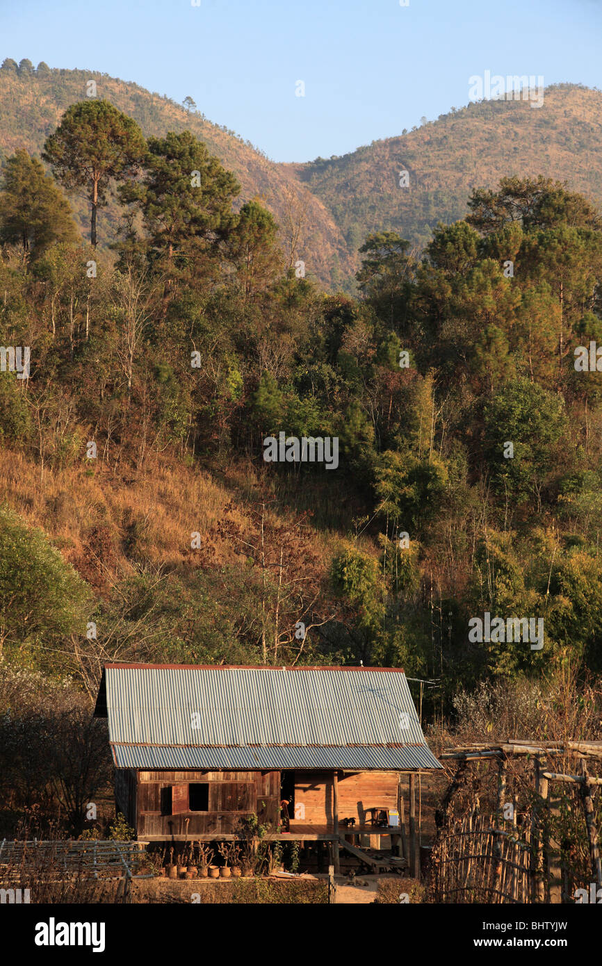 Myanmar, Burma, Kalaw, rural house, mountain scenery, Shan State, Stock Photo