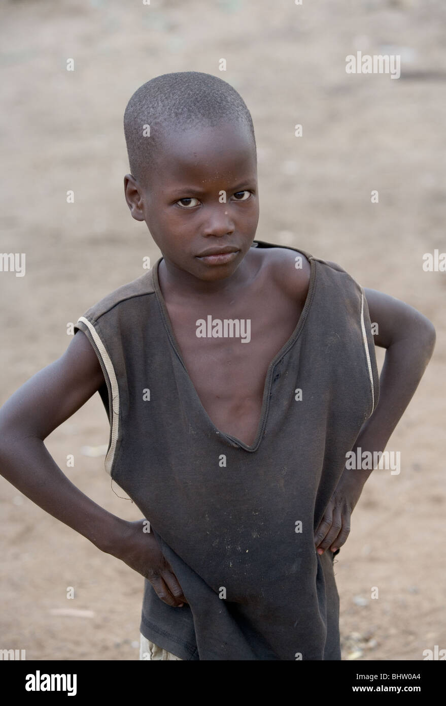 Portrait of a young boy in Uganda, Africa Stock Photo