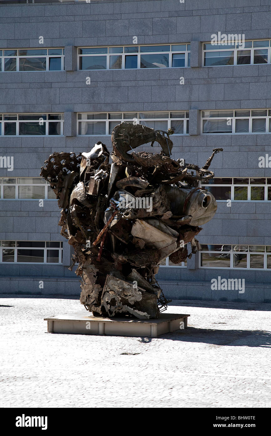 Modern Statue of Scrap Metal in City of Luxembourg; Luxembourg;Europe Stock Photo