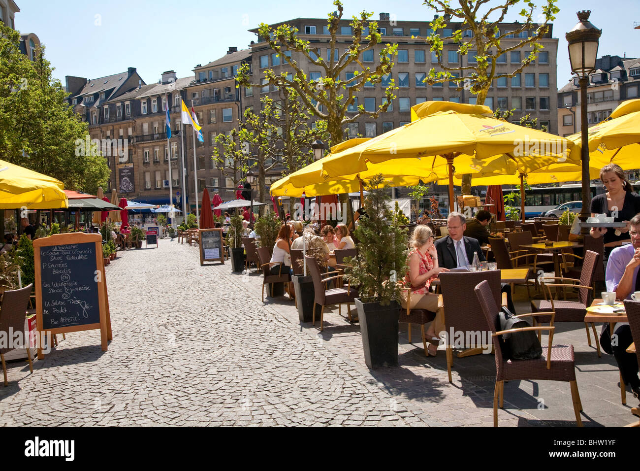 Place Guillaume or Guillaume Square with outdoor restaurants and café in Luxembourg City, Luxembourg;Europe Stock Photo