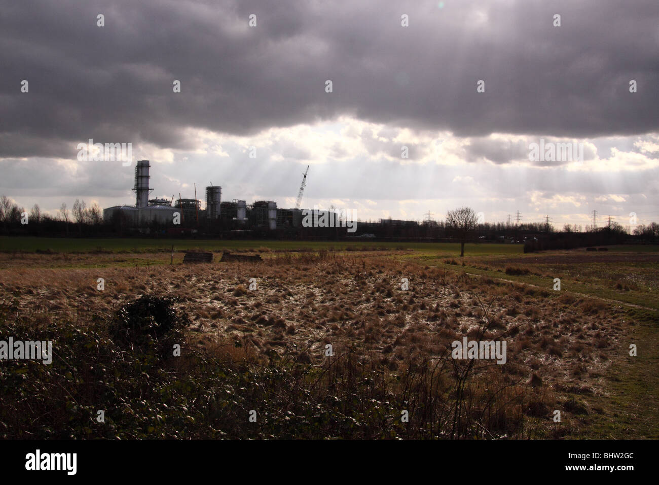 Staythorpe gas fired power station under construction on the river trent newark nottinghamshire Stock Photo