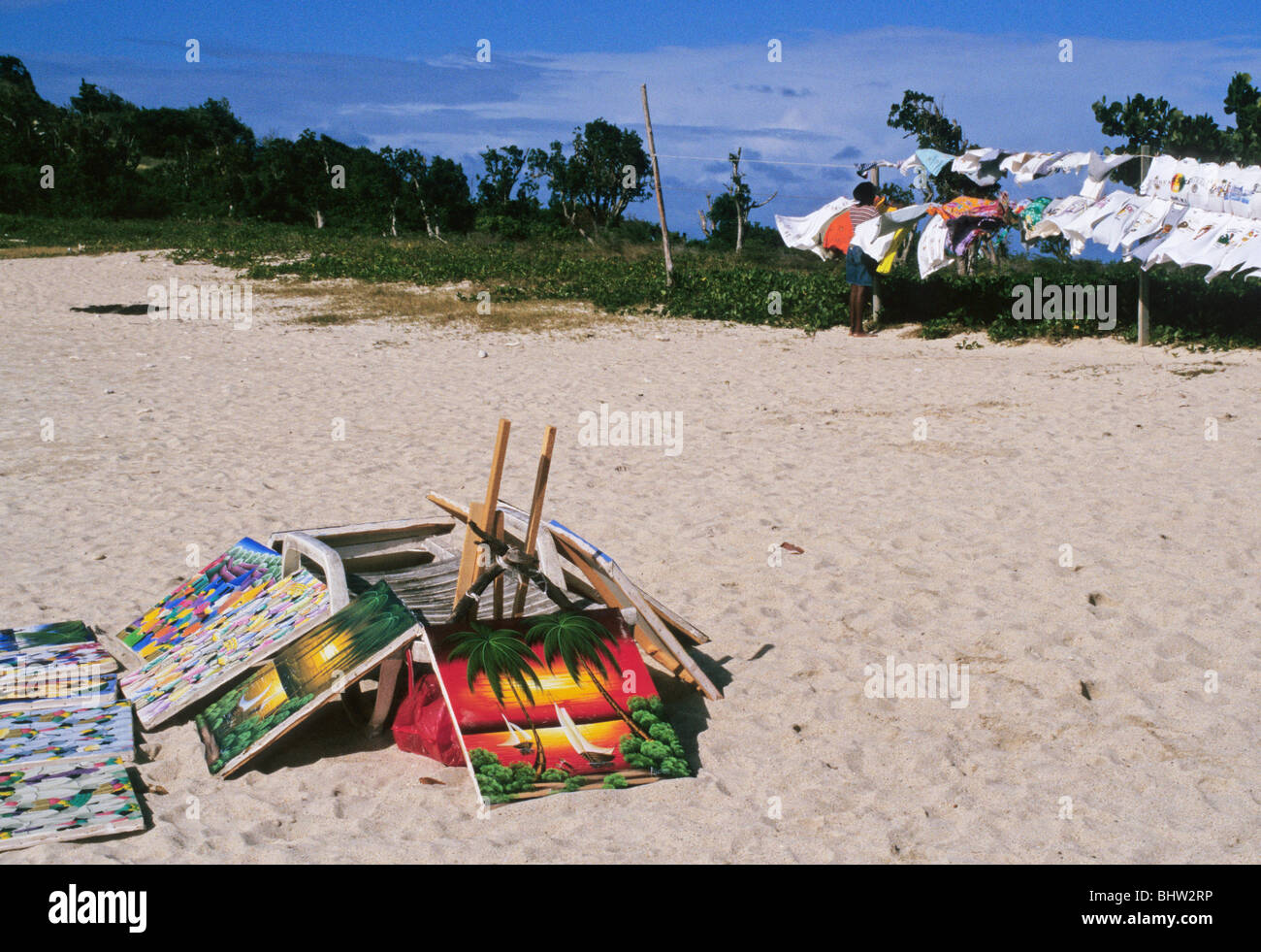 local paintings for sale on the beach Antigua Island Caribbean West