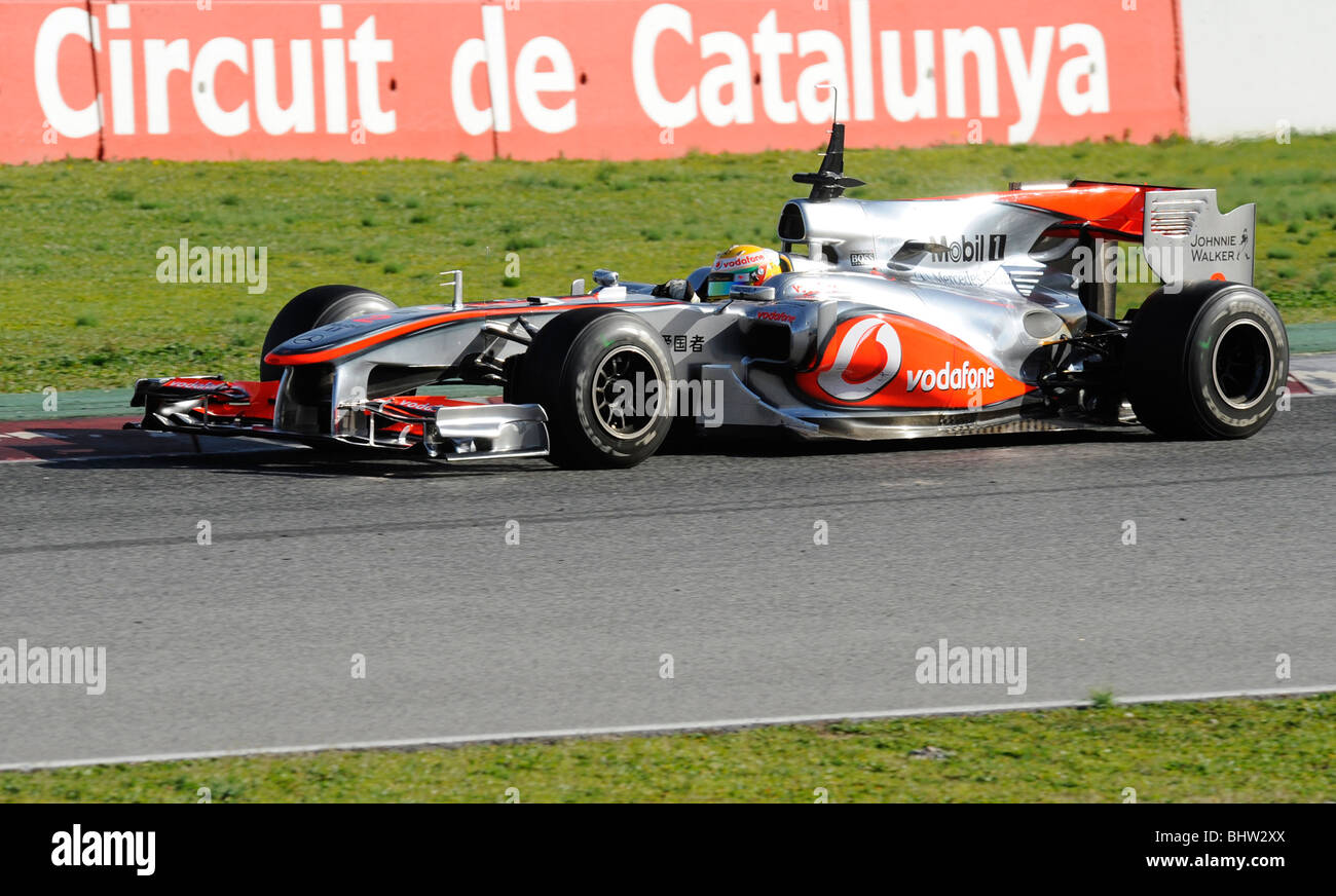 Lewis Hamilton driving for the McLaren–Mercedes team during testing at