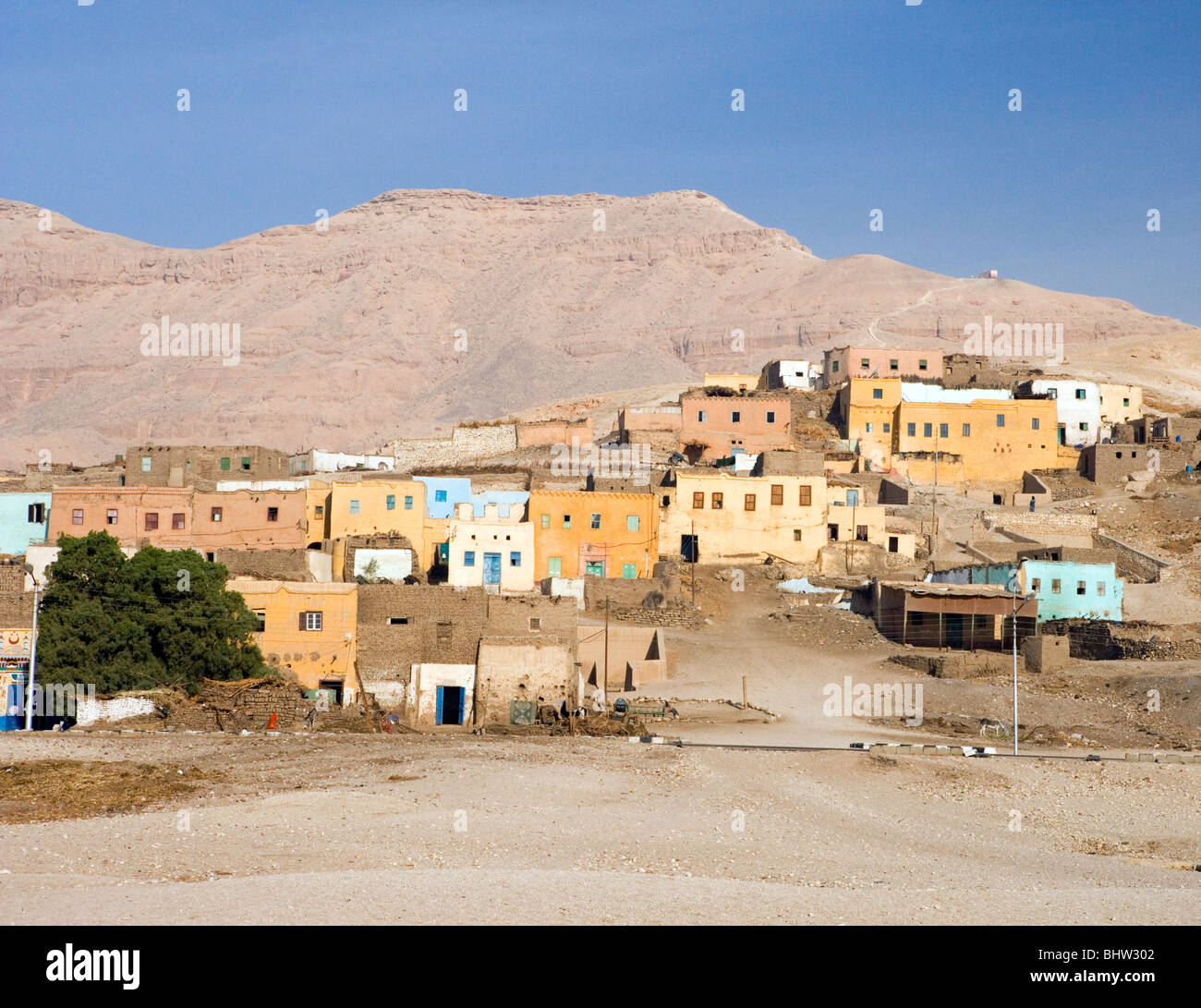 Colorful Village on the West Bank in Luxor, Egypt. Stock Photo